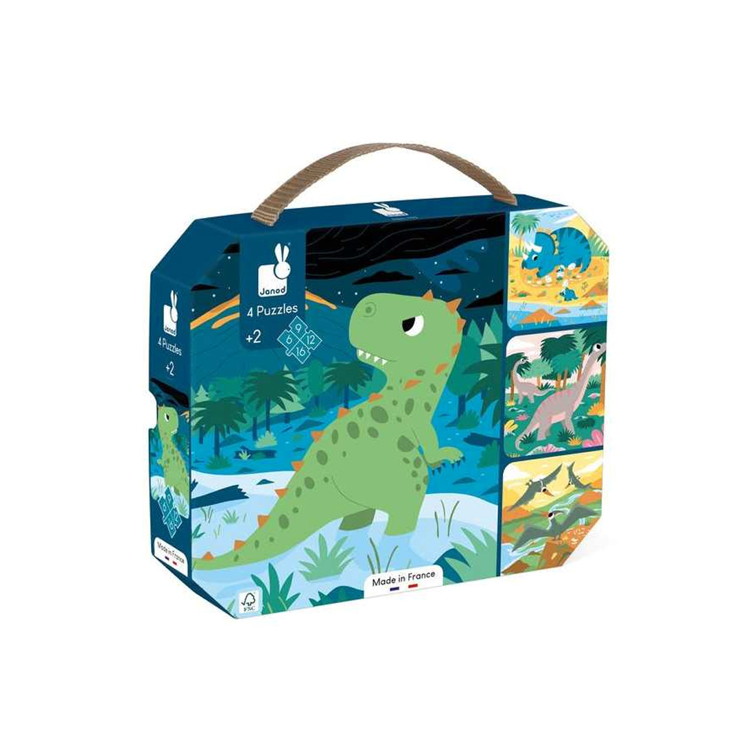 JANOD 4 Puzzles Dinosaures (6-9-12-16 pcs)
