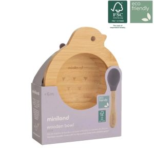 Bol en Bois Miniland Poussin avec Ventouse