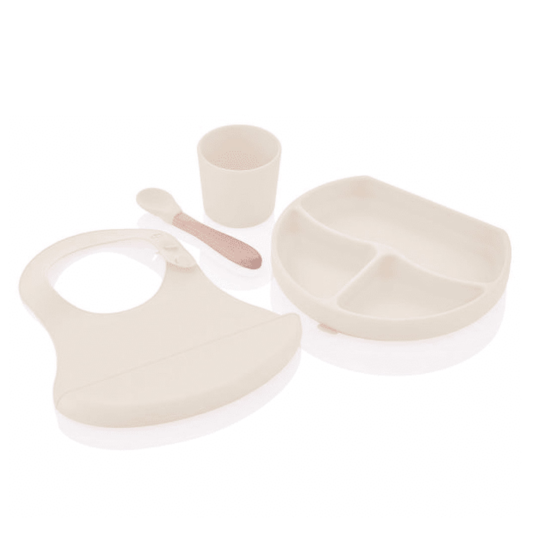 BABYJEM Set d'Alimentation en Silicone Ecru