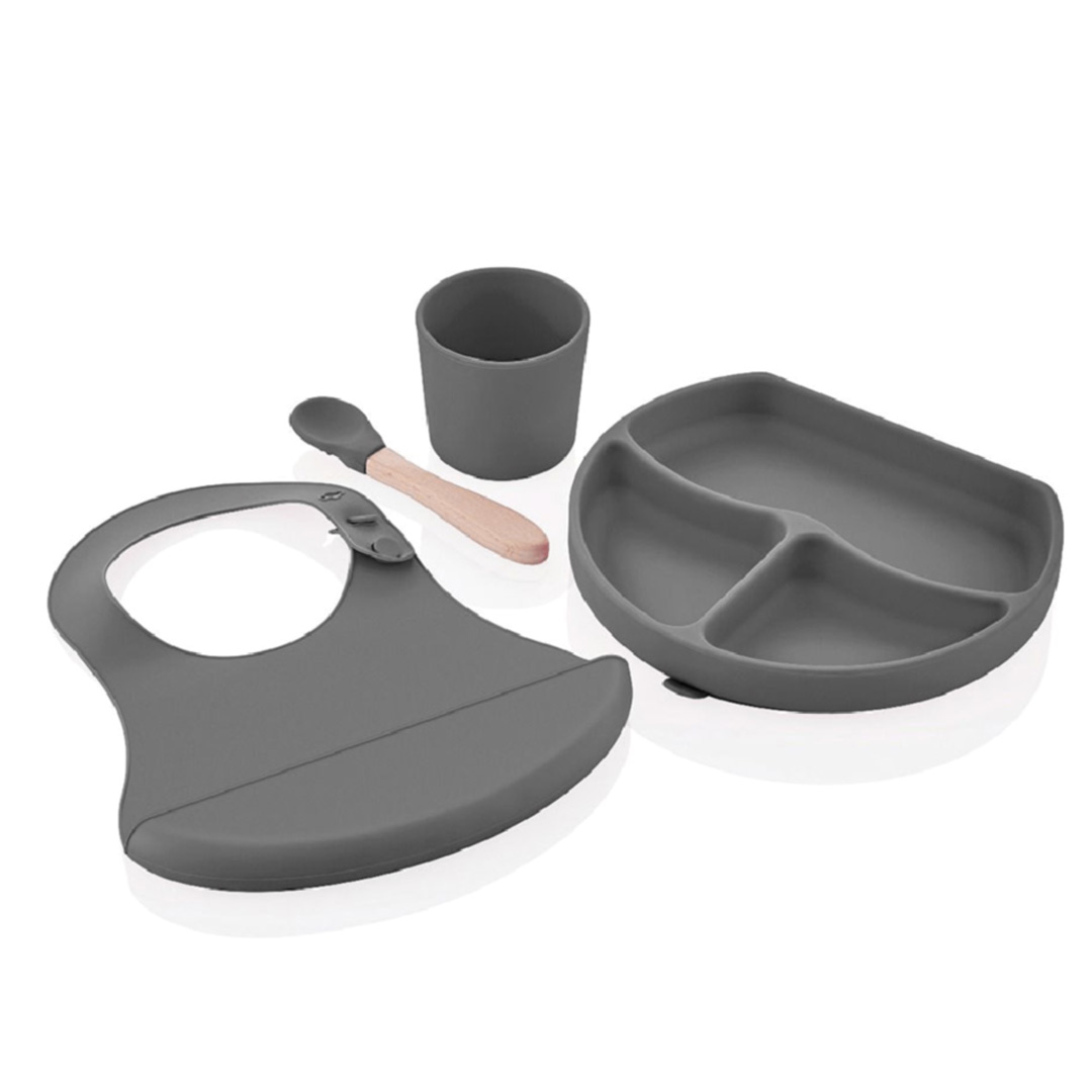 BABYJEM Set d'Alimentation en Silicone Gris