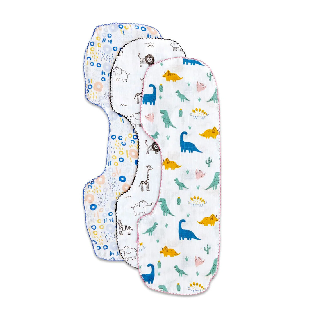 BABYJEM Pack de 2 Langes en Mousseline Dinos