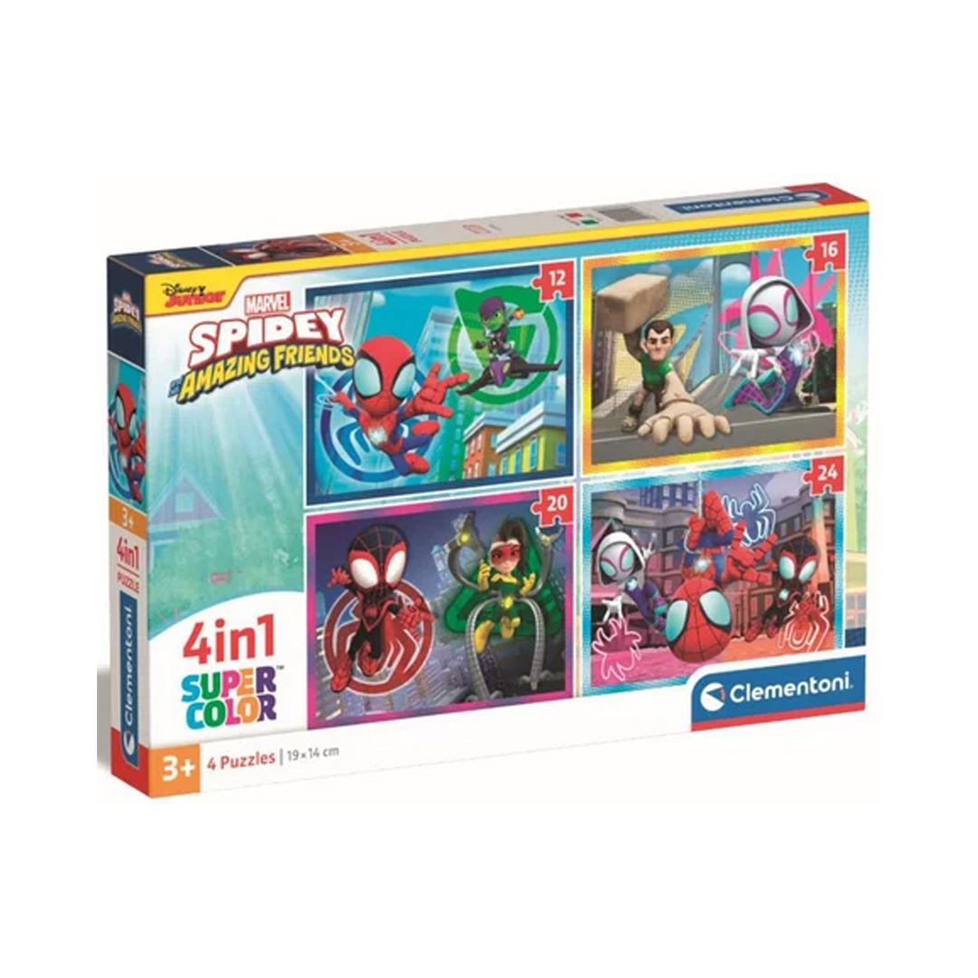Clementoni - Puzzle 4 en 1 - Spidey & His Amazing Friends